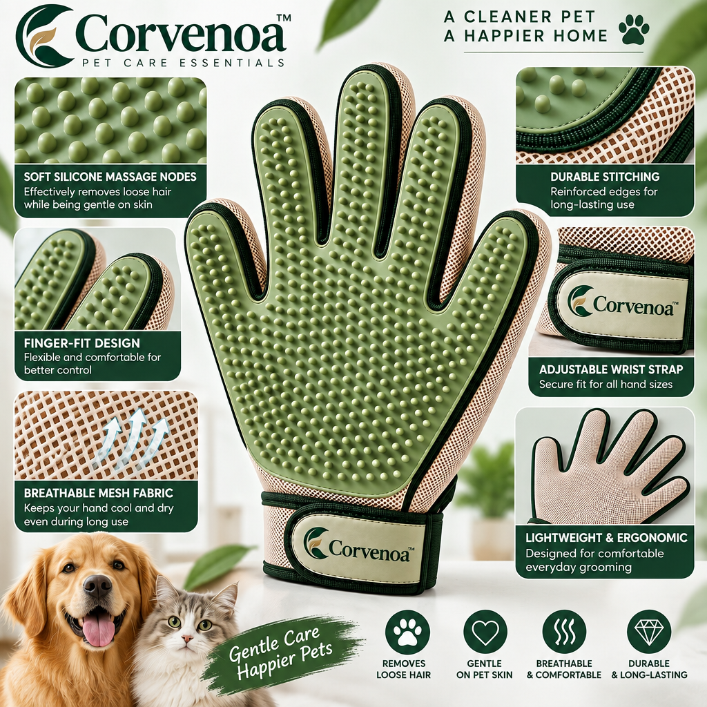 Corvenoa™ 3-in-1 Pet Hair Removal & Grooming Glove